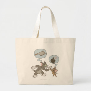 Tom and Jerry Evil Thoughts Large Tote Bag