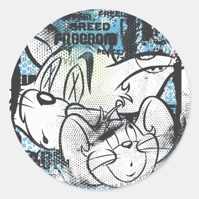 Tom and Jerry Grimey Classic Round Sticker (Front)