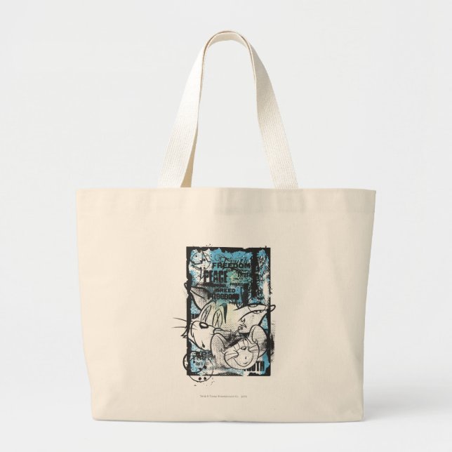 Tom and Jerry Grimey Large Tote Bag (Front)