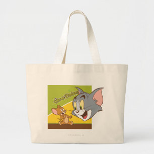 Tom and Jerry Hanna Barbera Logo Large Tote Bag