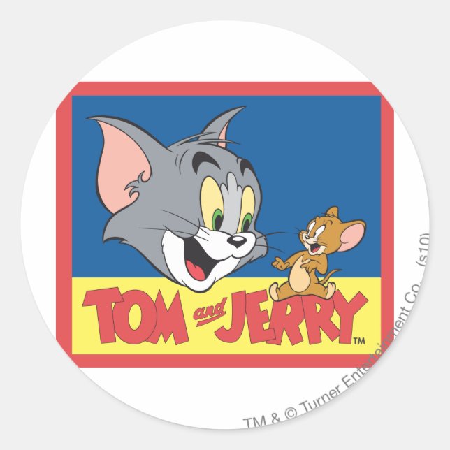 Tom And Jerry Logo Flat Classic Round Sticker (Front)
