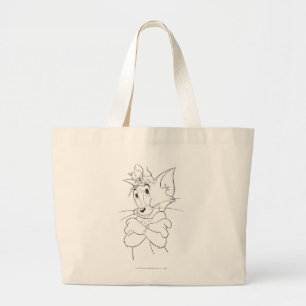 Tom and Jerry On Head Large Tote Bag