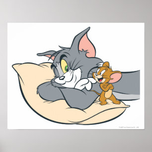 Tom and Jerry On Pillow Poster