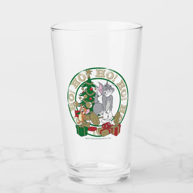 Tom and Jerry Opening Presents Glass (Front)