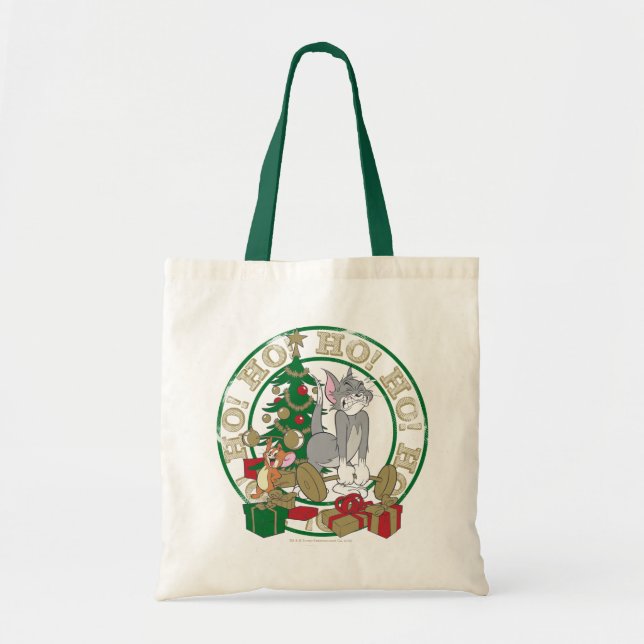 Tom and Jerry Opening Presents Tote Bag (Front)