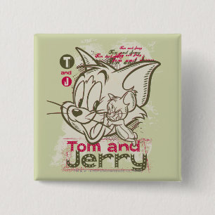 Tom and Jerry Pink and Green 2 Inch Square Button