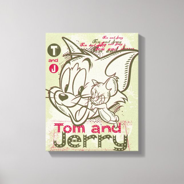 Tom and Jerry Pink and Green Canvas Print (Front)
