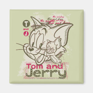 Tom and Jerry Pink and Green Magnet