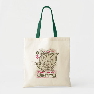 Tom and Jerry Pink and Green Tote Bag