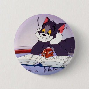 Tom And Jerry Reading Book Autographed 2 Inch Round Button