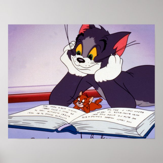 Tom And Jerry Reading Book Autographed Poster (Front)