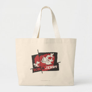 Tom and Jerry Red and Black Large Tote Bag