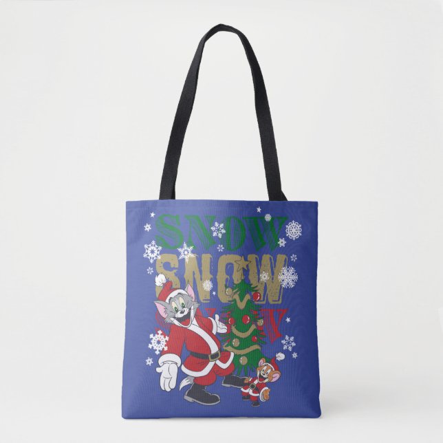 Tom and Jerry Santas By The Tree Tote Bag (Front)