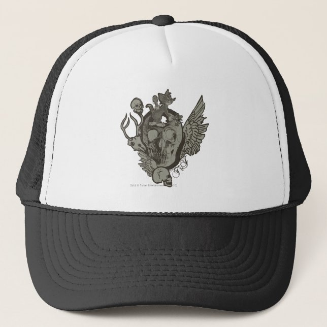 Tom and Jerry Skull Trucker Hat (Front)