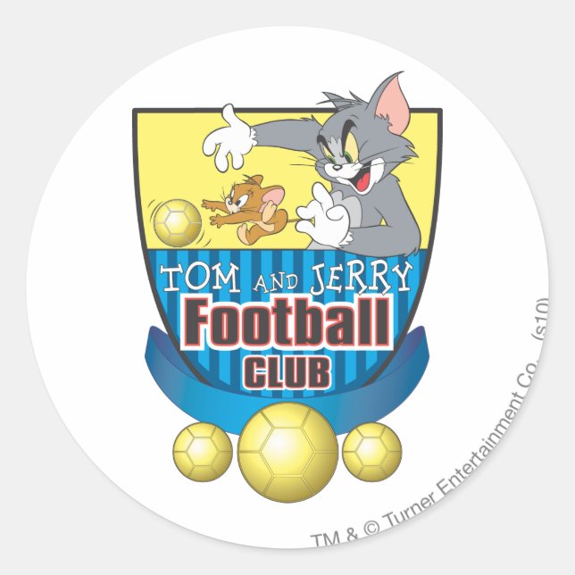 Tom and Jerry Soccer (Football) 5 Classic Round Sticker (Front)