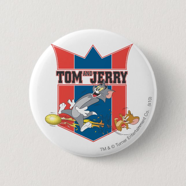 Tom and Jerry Soccer (Football) 7 2 Inch Round Button (Front)