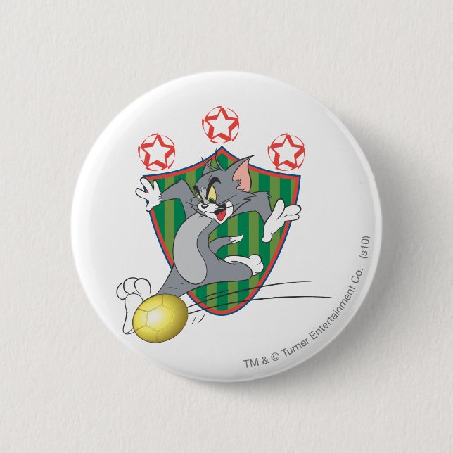 Tom and Jerry Soccer (Football) 9 2 Inch Round Button (Front)