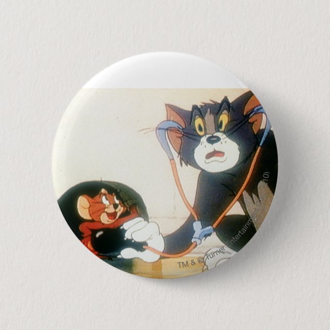 Tom And Jerry Stethescope 2 Inch Round Button (Front)