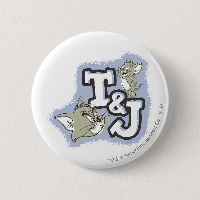 Tom and Jerry T&J Logo 2 Inch Round Button (Front)
