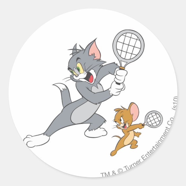 Tom and Jerry Tennis Stars 1 Classic Round Sticker (Front)