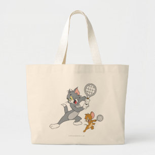 Tom and Jerry Tennis Stars 1 Large Tote Bag