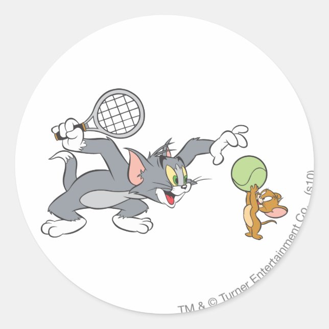 Tom and Jerry Tennis Stars 2 Classic Round Sticker (Front)