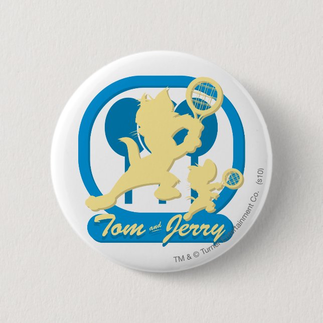 Tom and Jerry Tennis Stars 3 2 Inch Round Button (Front)