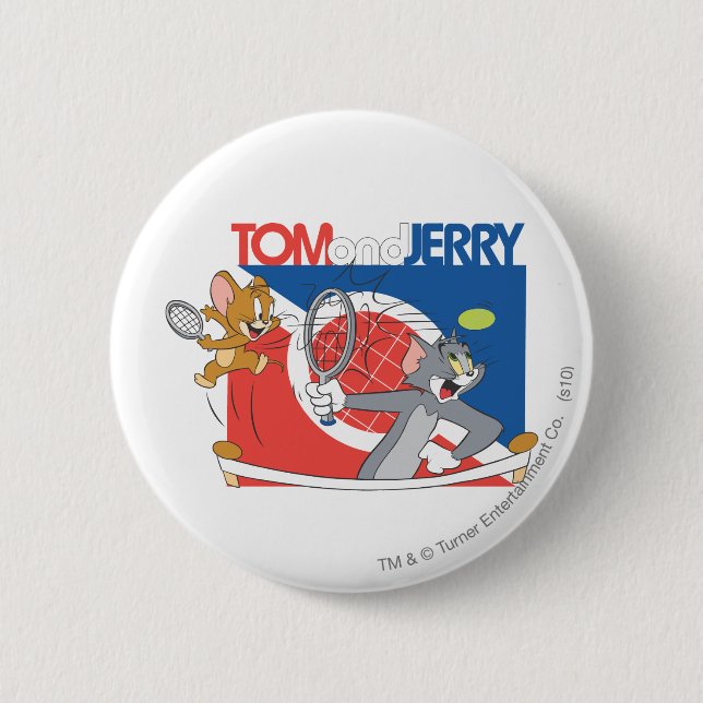 Tom and Jerry Tennis Stars 4 2 Inch Round Button (Front)