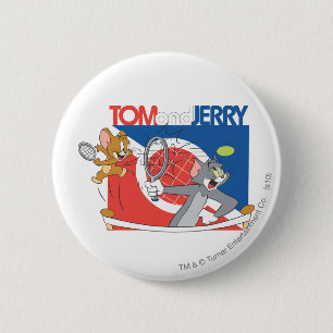 Tom and Jerry Tennis Stars 4 2 Inch Round Button