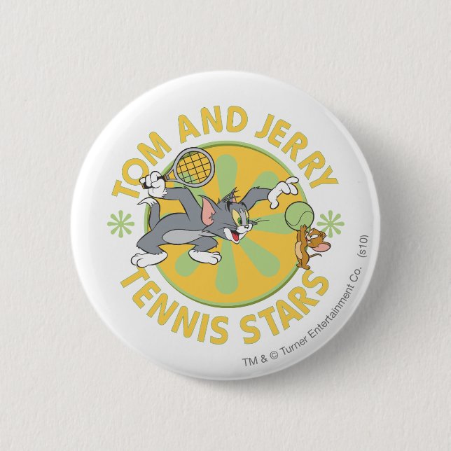 Tom and Jerry Tennis Stars 5 2 Inch Round Button (Front)