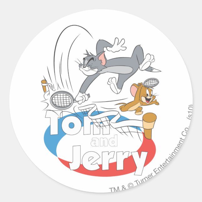 Tom and Jerry Tennis Stars 7 Classic Round Sticker (Front)