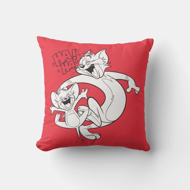 Tom And Jerry | Tom And Jerry Laughing Throw Pillow (Front)