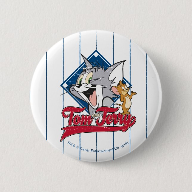 Tom And Jerry | Tom And Jerry On Baseball Diamond 2 Inch Round Button (Front)