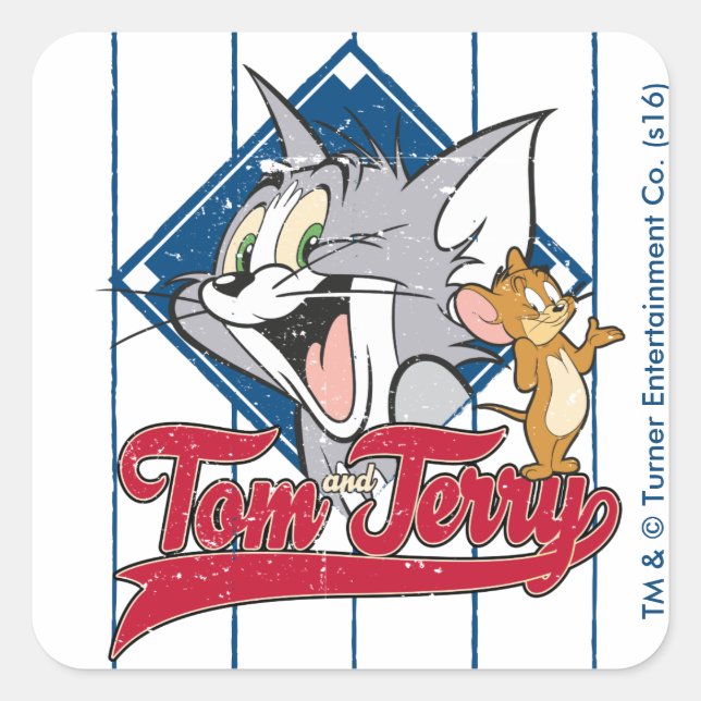 Tom And Jerry | Tom And Jerry On Baseball Diamond Square Sticker (Front)