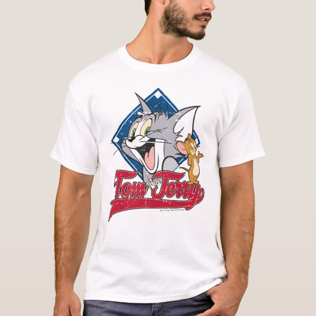 Tom And Jerry | Tom And Jerry On Baseball Diamond T-Shirt (Front)