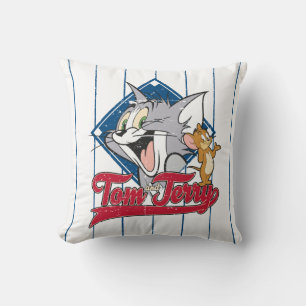 Tom And Jerry Tom And Jerry On Baseball Diamond Throw Pillow