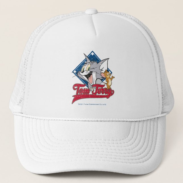 Tom And Jerry | Tom And Jerry On Baseball Diamond Trucker Hat (Front)