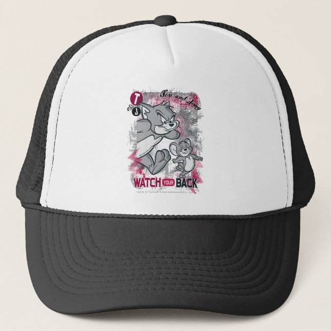 Tom and Jerry Watch Your Back Trucker Hat (Front)