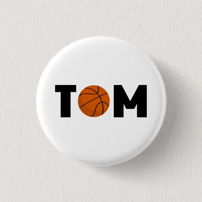 Tom Basketball 1 Inch Round Button (Front)