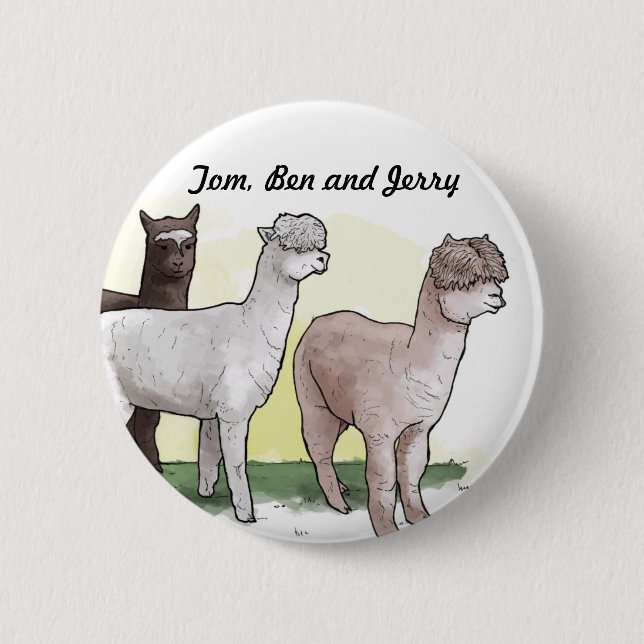 Tom, Ben and Jerry badge 2 Inch Round Button (Front)