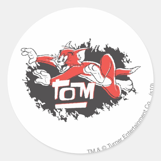 Tom Black and Red Logo Classic Round Sticker (Front)