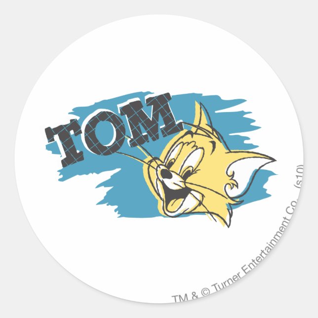 Tom Blue and Yellow Logo Classic Round Sticker (Front)