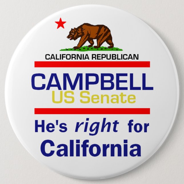 Tom CAMPBELL 2010 6" Button (Front)