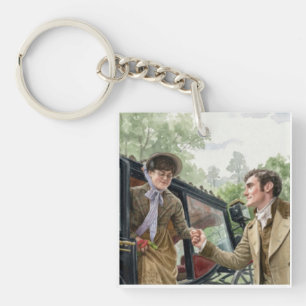 Tom handing Mary out of a carriage Keychain