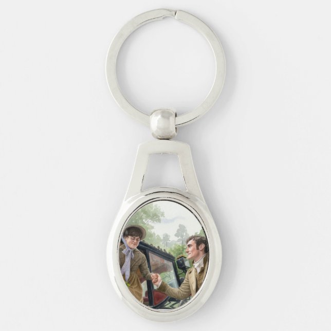Tom handing Mary out of a carriage Keychain (Front)