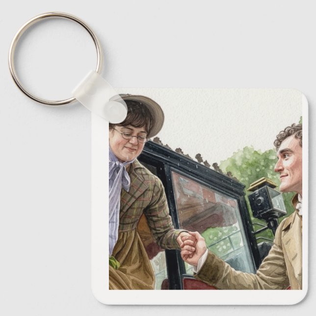 Tom handing Mary out of a carriage Keychain (Front)