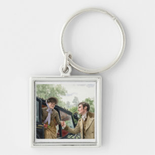 Tom handing Mary out of a carriage Keychain
