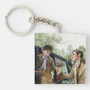 Tom handing Mary out of a carriage Keychain
