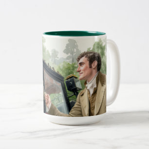 Tom handing Mary out of a carriage Two-Tone Coffee Mug