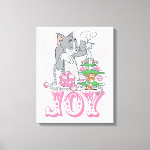 Tom, Jerry, and Nibbles Decorating Joy Canvas Print